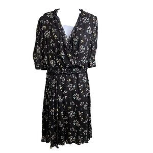 be Blumarine Dark Floral Cottagecore Knee Length Ruffled Neckline Dress Size 8